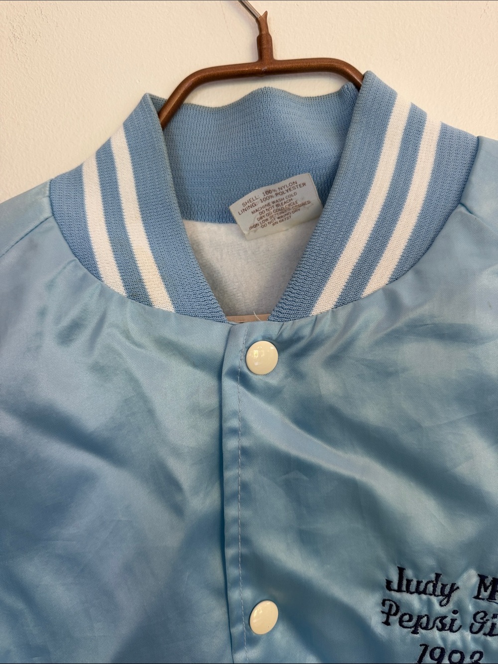 Pepsi Girls fun Light Blue Satin Jacket with White Trim Vintage style - Picture 2 of 9